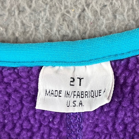 Vintage Patagonia Fleece One Piece Baby Bibs Overalls Blue Purple 2T Made In USA - Picture 5 of 11